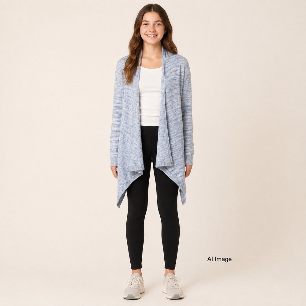 Ivivva by Lululemon Wrap Cardigan Sweater Girls 14 Blue Space Dye Wrap